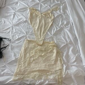 Tiger Mist Cream Lace Chemise Set